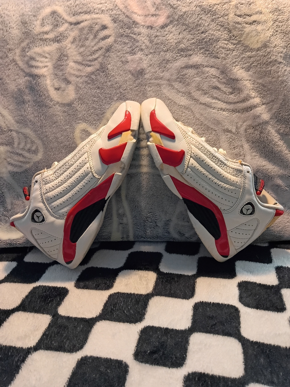 Air Jordan 14 Retro GS Candy Cane White Red 487524-100 Size 5Y/6.5W Clean No Box